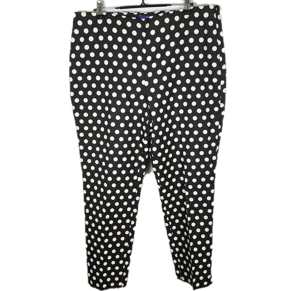 RSVP Talbots Chatham Ankle Pants Womens 12 Black‎ Polka Dot Jacquard Casual NEW